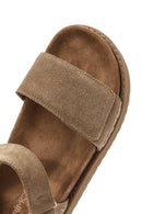 Women's Brown Thick Soled Suede Leather Sandals | Derimod