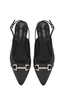Women's Black Accessory Open Back Ballerinas | Derimod