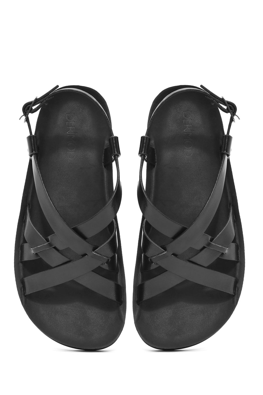 Women's Black Thick-Soled Metallic Sandals