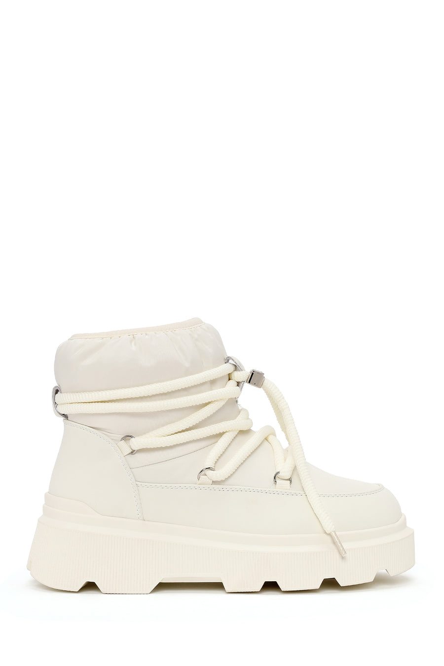 Woman Beige Lace-up Thick-soled Boots WF530008SK | Derimod