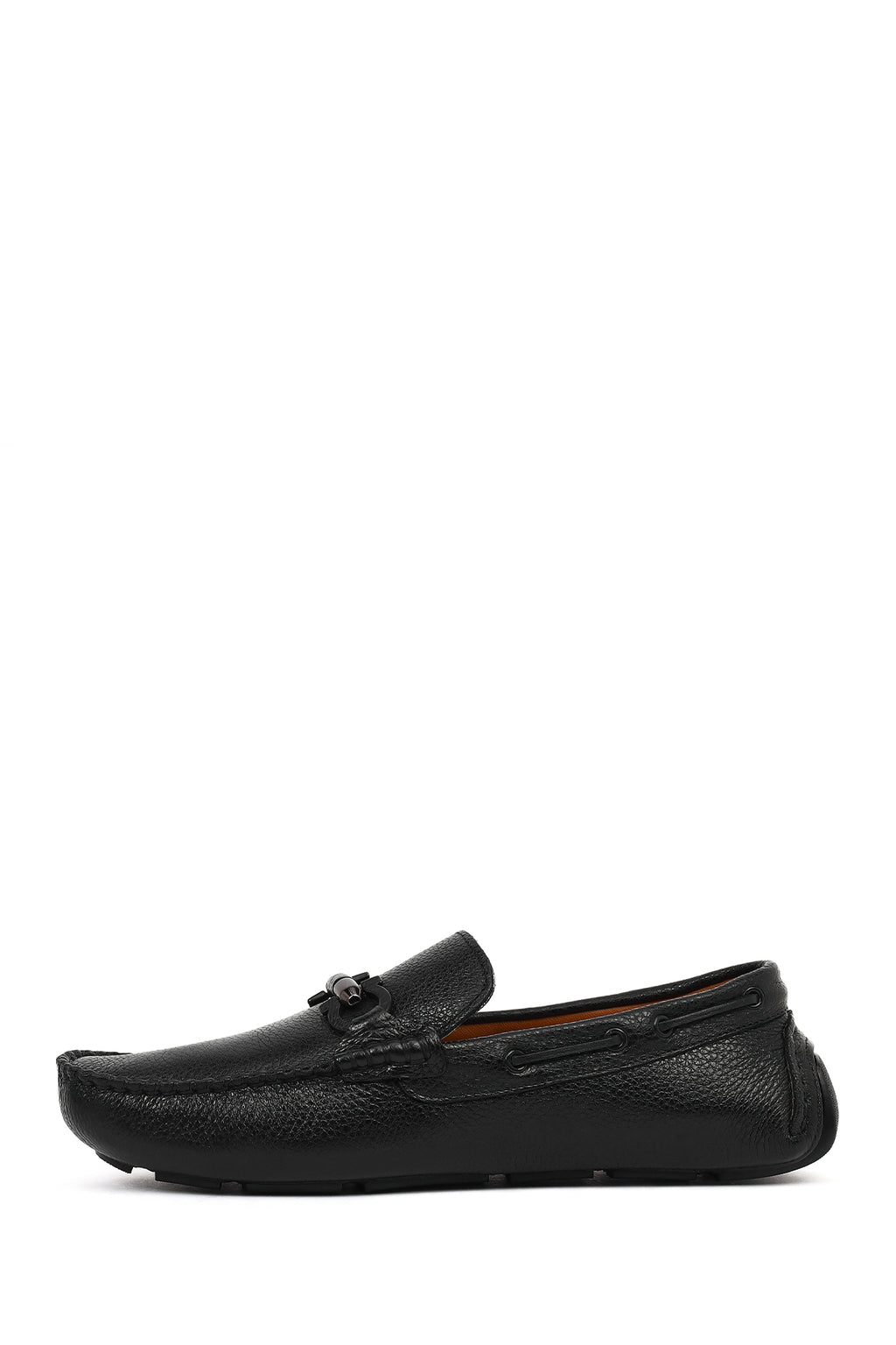 Erkek Siyah Tokalı Deri Casual Loafer