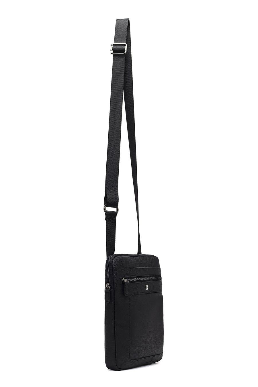 Men's Black Long Strap Leather Shoulder Bag