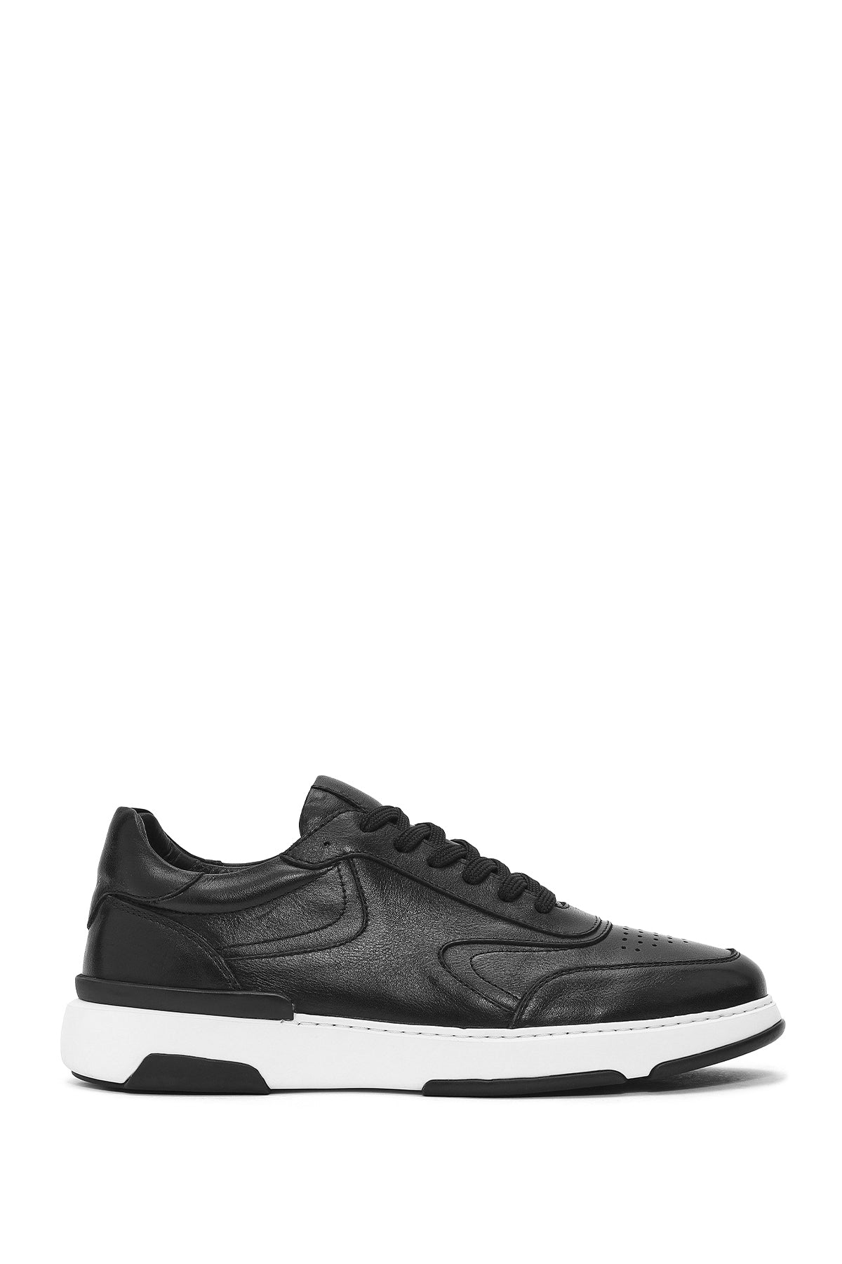 Men's Black Lace-up Leather Sneaker 25SFD688818 | Derimod