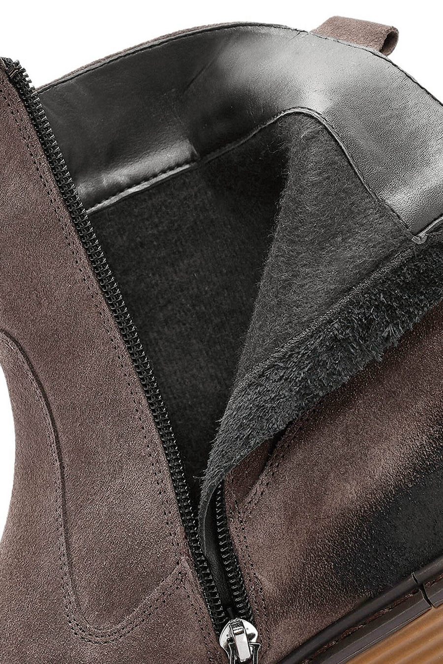 Men's Brown Zippered Suede Leather Casual Boots