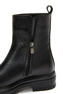 Women's Black Thick Soled Leather Boots | Derimod