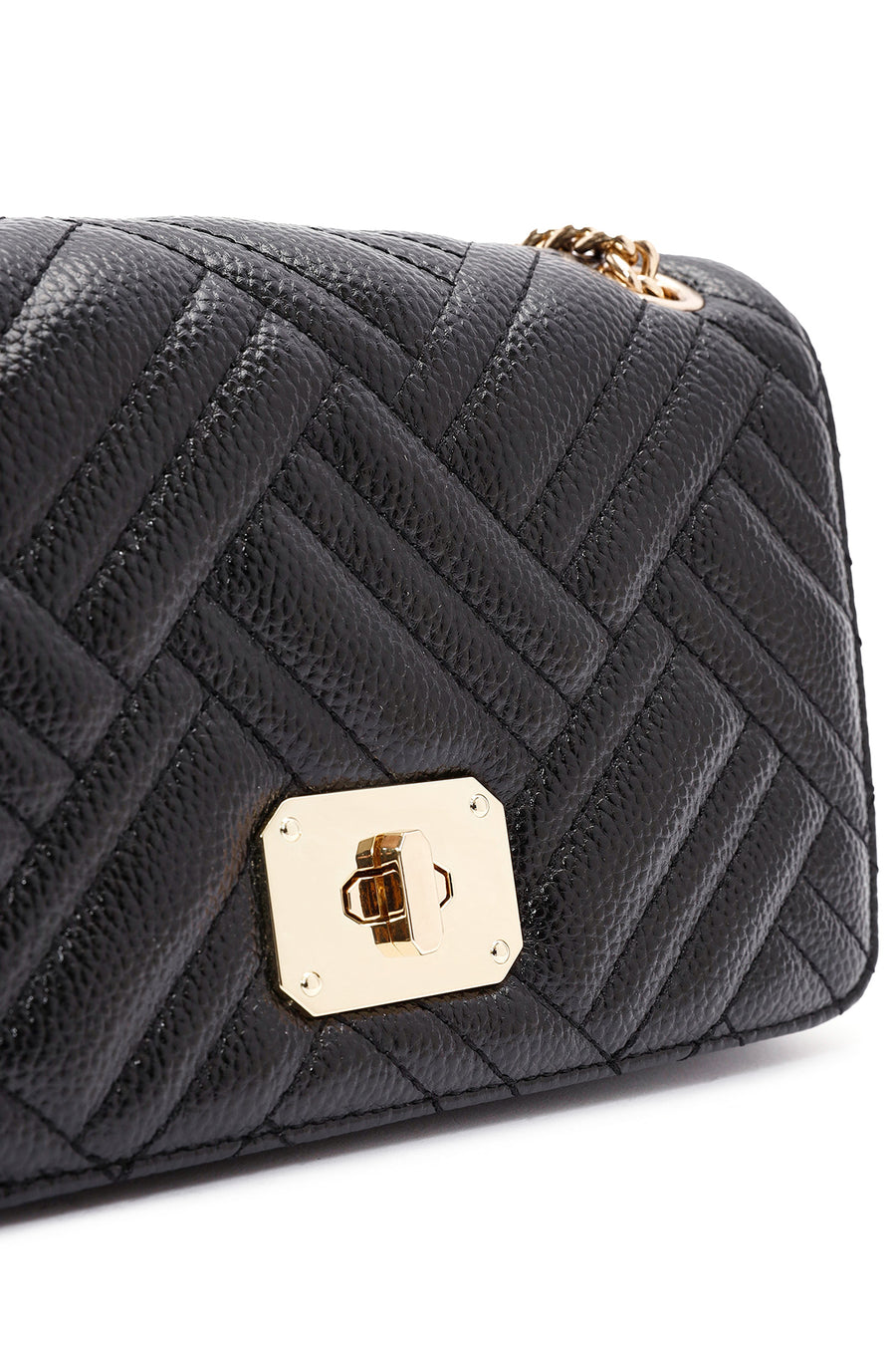 Women's Black Long Chain Strap Quilted Shoulder Bag
