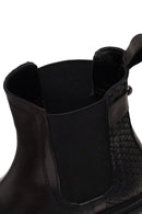 Woman Black Thick-Soled Leather Chelsea Boots | Derimod