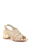Women's Gold Thick Heeled Sandals | Derimod