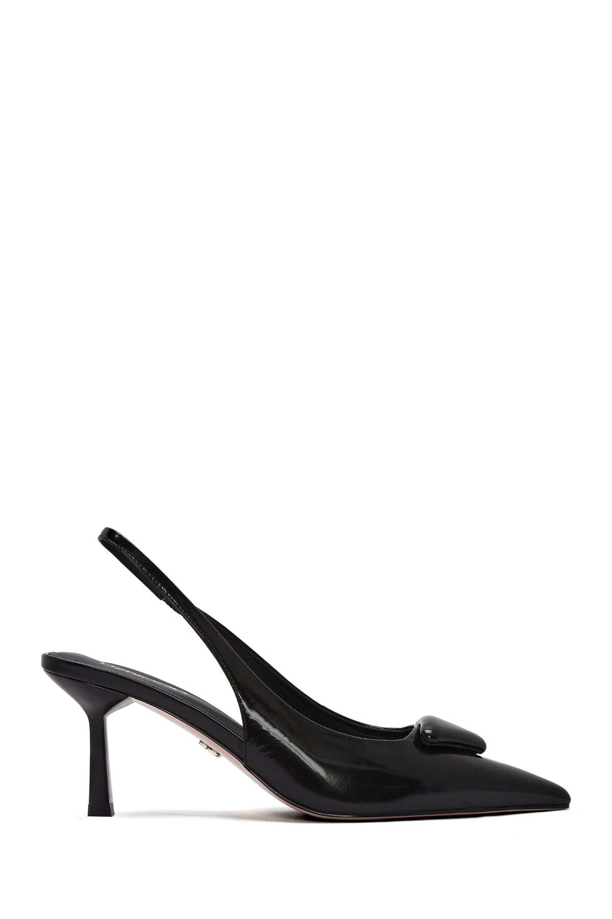 Women's Black Open Back Slim High Heel Leather Shoes 25SFE494122 | Derimod