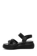 Women's Black Ankle Strap Thick-Sole Leather Sandals | Derimod