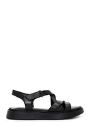 Women's Black Leather Comfort Sandals | Derimod