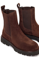 Woman Brown Thick-Soled Suede Chelsea Boots | Derimod