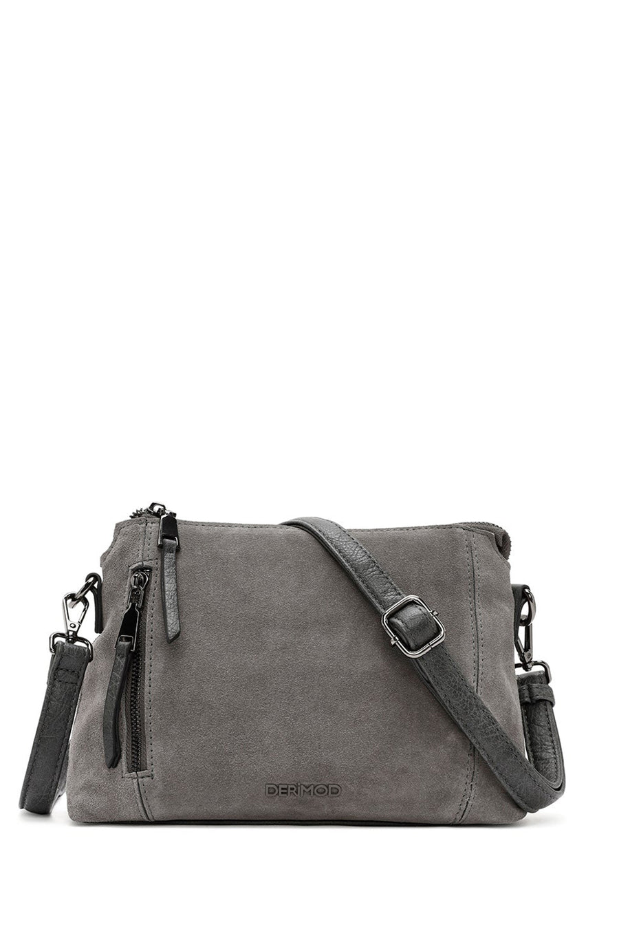 Woman Gray Long-Strap Suede Crossbody Bag AB100001KS | Derimod