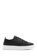 Men's Black Lace-up Thick-Sole Leather Sneaker | Derimod