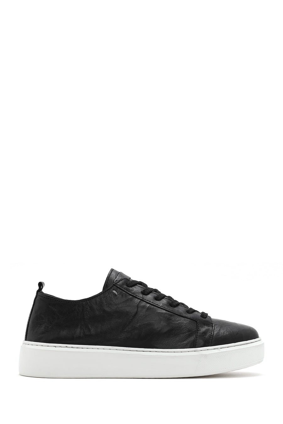 Men's Black Lace-up Thick-Sole Leather Sneaker 25SFD688326 | Derimod