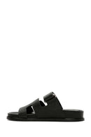 Women's Black Leather Slippers | Derimod