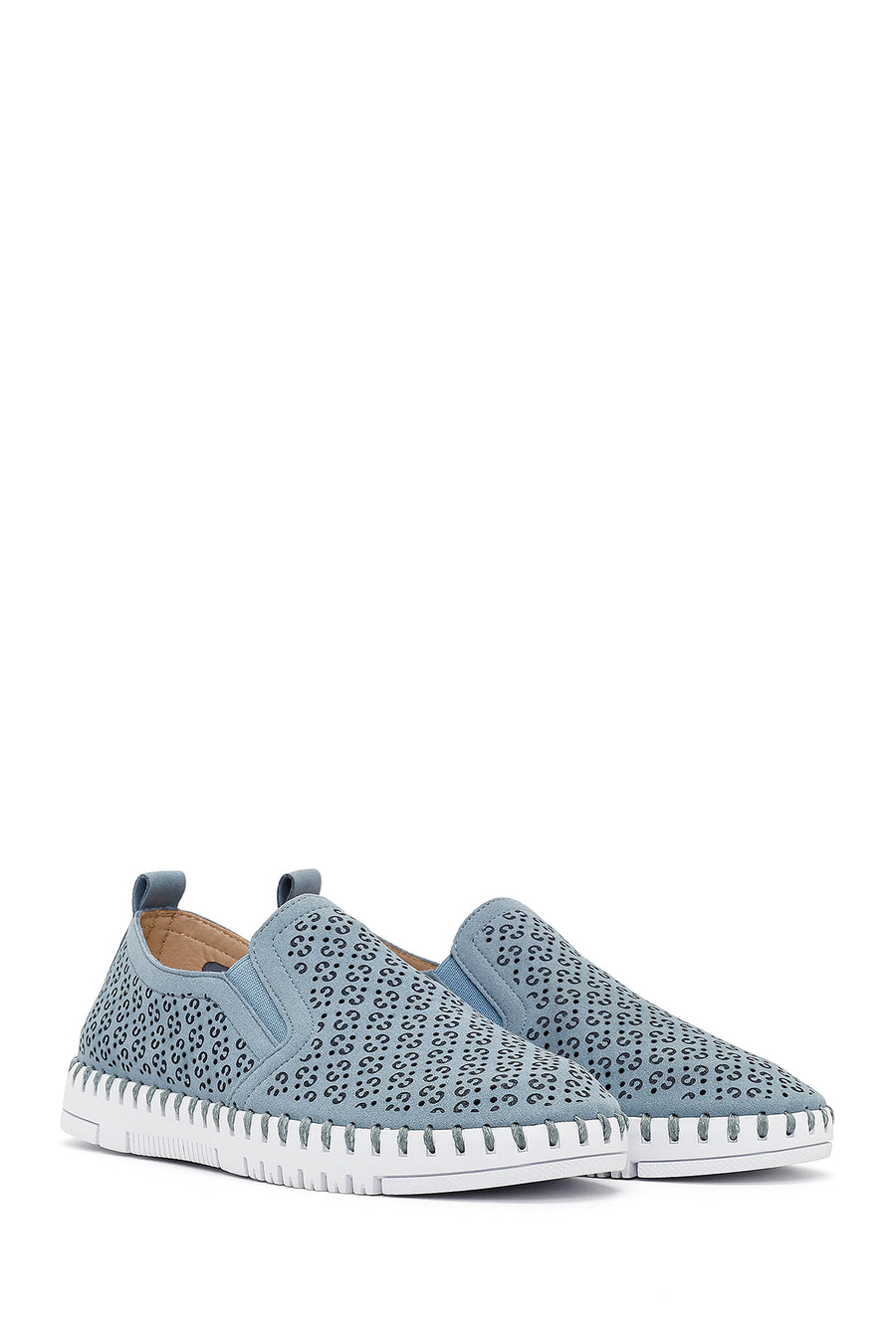 Women's Blue Patterned Fabric Comfort Shoes