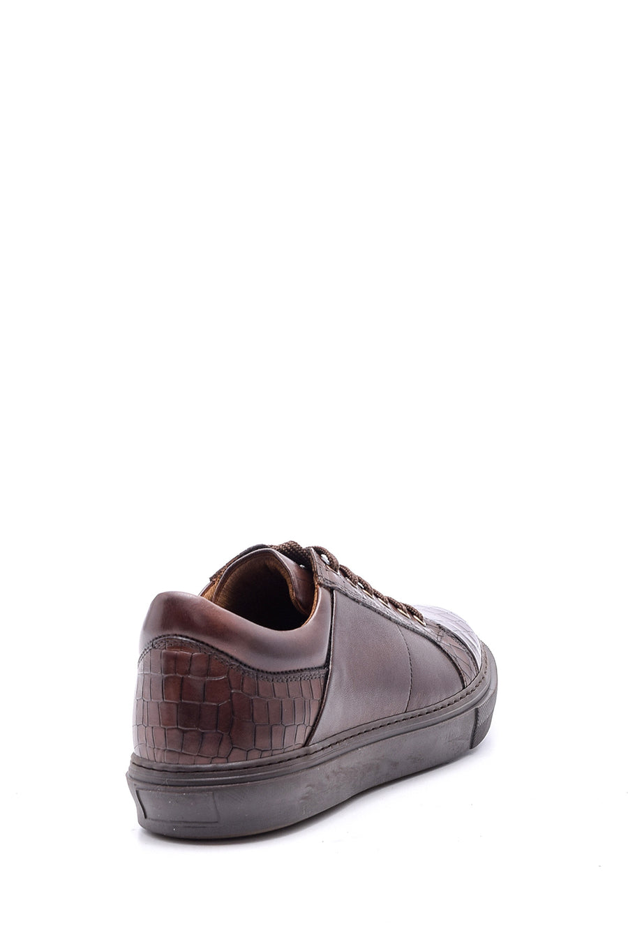 Erkek Kroko Detaylı Deri Sneaker