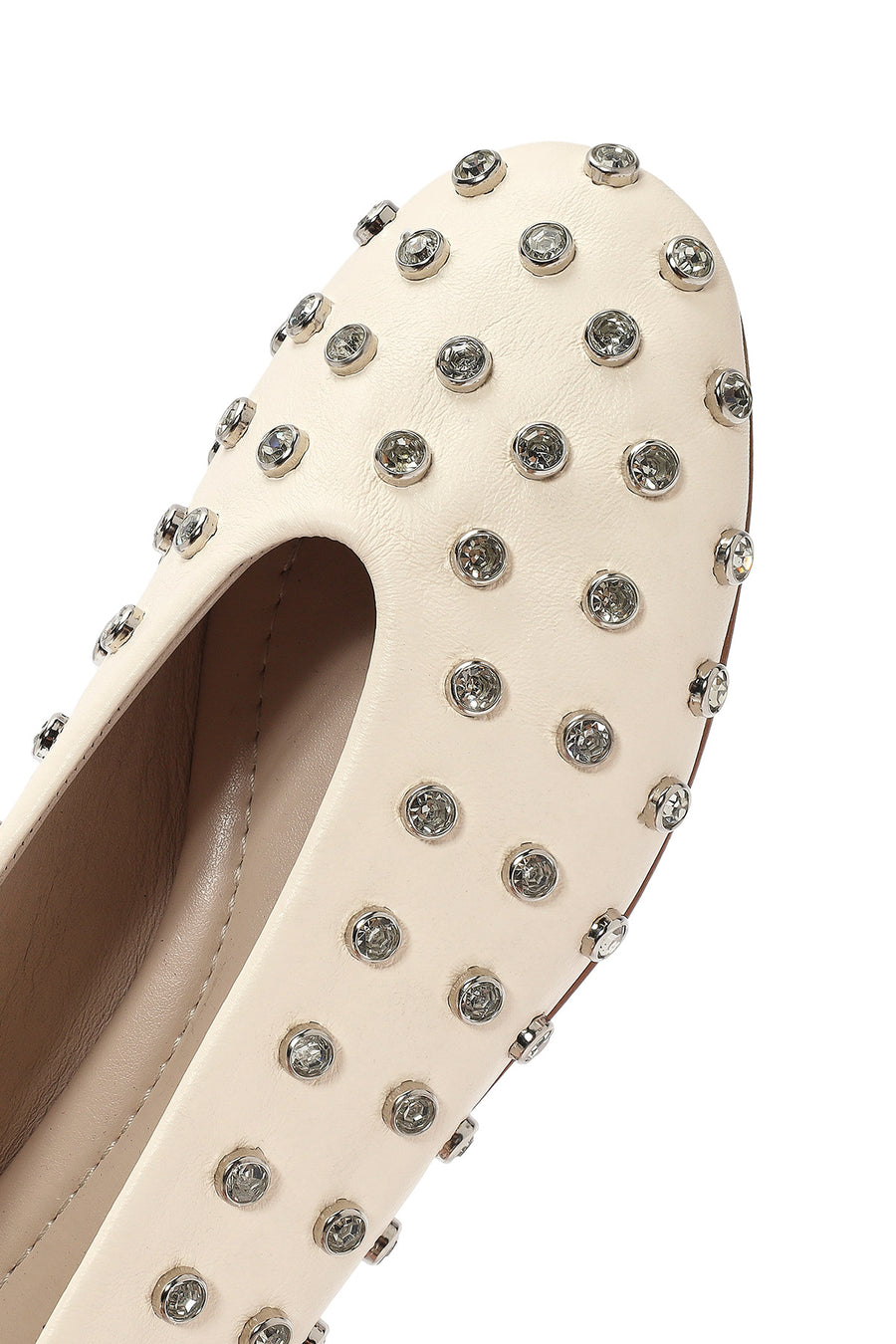 Women's Cream Stoned Ballerinas