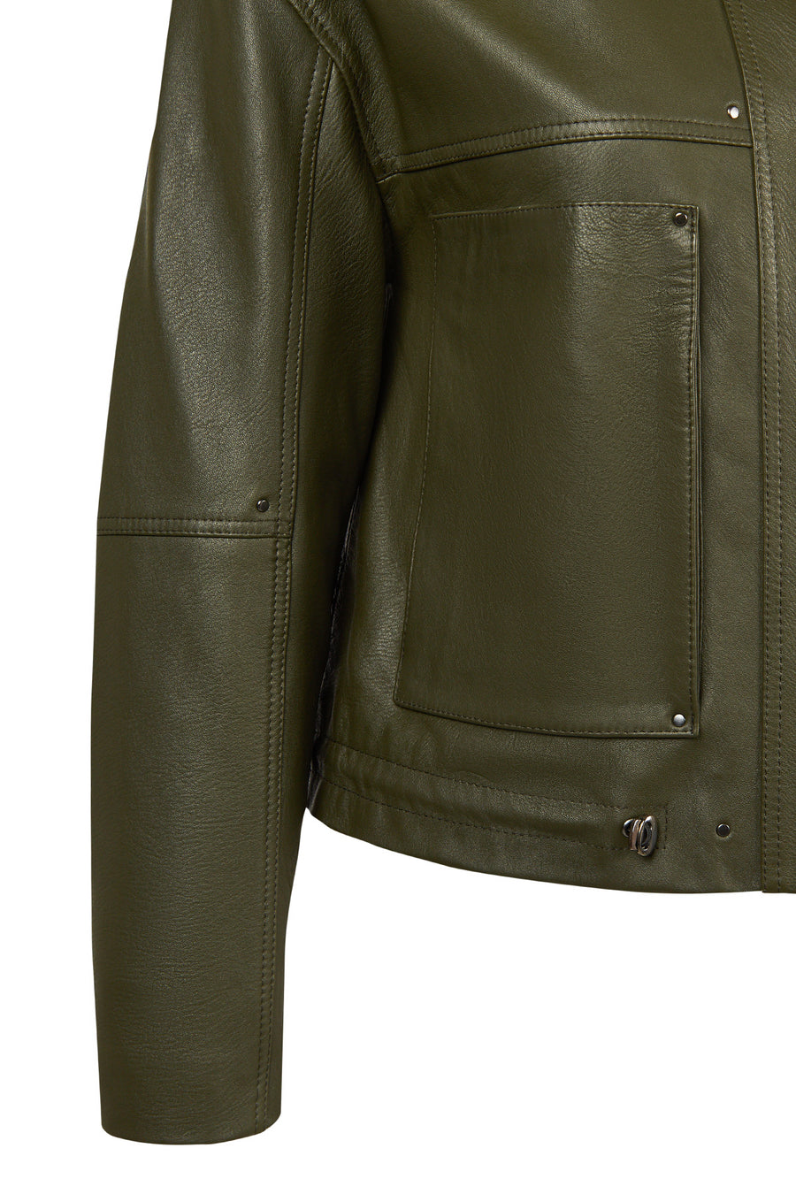 Madlen Woman Green Oversize Leather Jacket