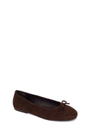 Woman Brown Buckled Suede Leather Ballet Flat | Derimod
