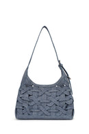 Woman Jean Blue Knitted Shoulder Bag | Derimod