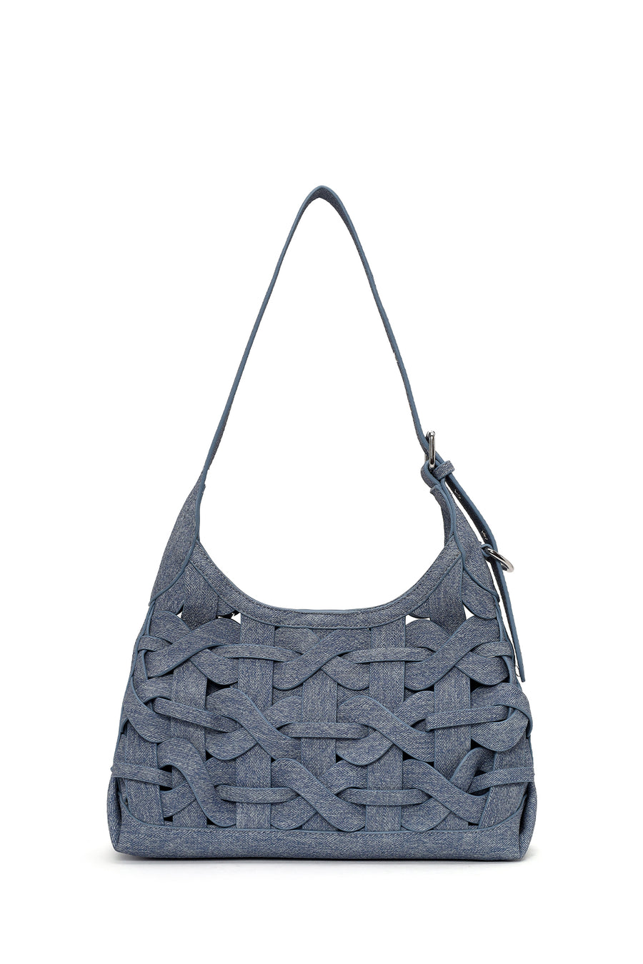 Woman Jean Blue Knitted Shoulder Bag