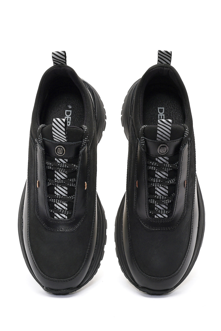 Erkek Siyah Bağcıklı Nubuk Deri Sneaker