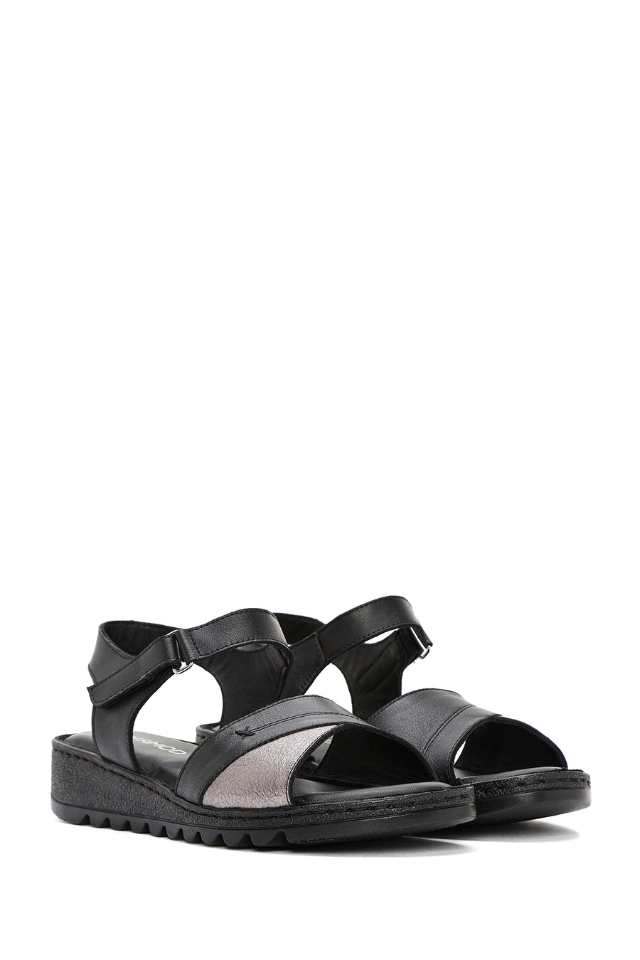 Women's Black Ankle Strap Comfort Leather Sandals
