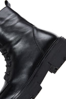 Women's Black Zippered Boots Flat Leather Boots | Derimod