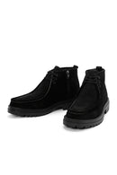 Men's Black Zippered Suede Leather Boots | Derimod