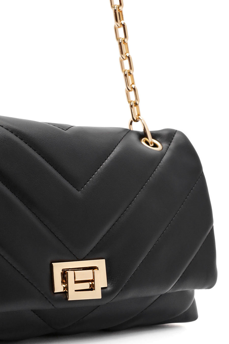 Women's Black Chain Strap Quilted Shoulder Bag