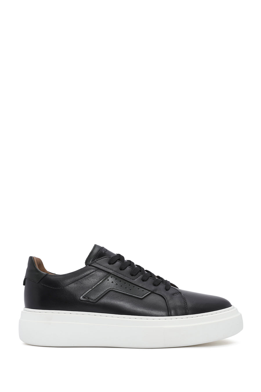 Erkek Siyah Bağcıklı Kalın Tabanlı Deri Sneaker 25SFD612518 | Derimod