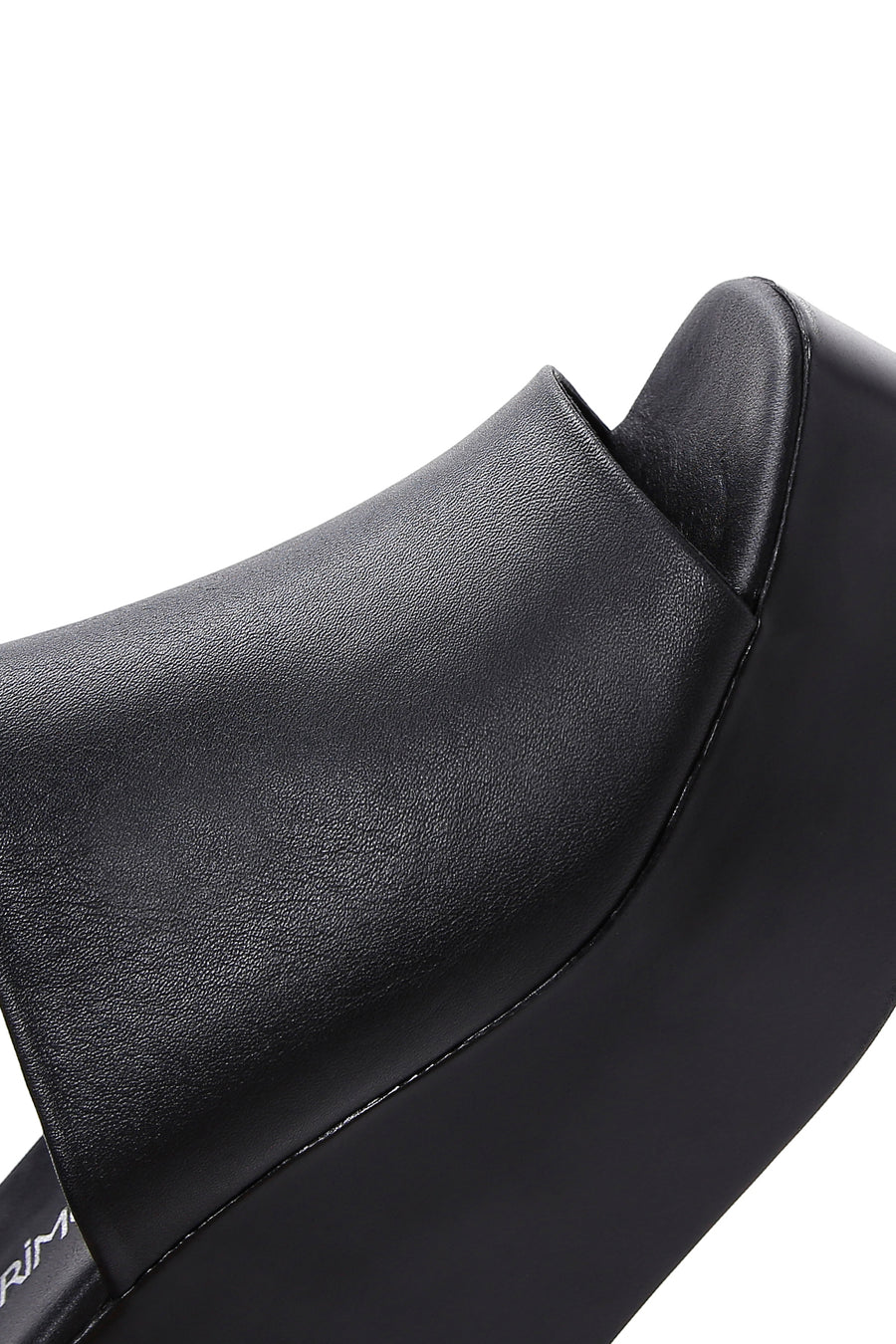 Women's Black Wedge Heeled Leather Slippers
