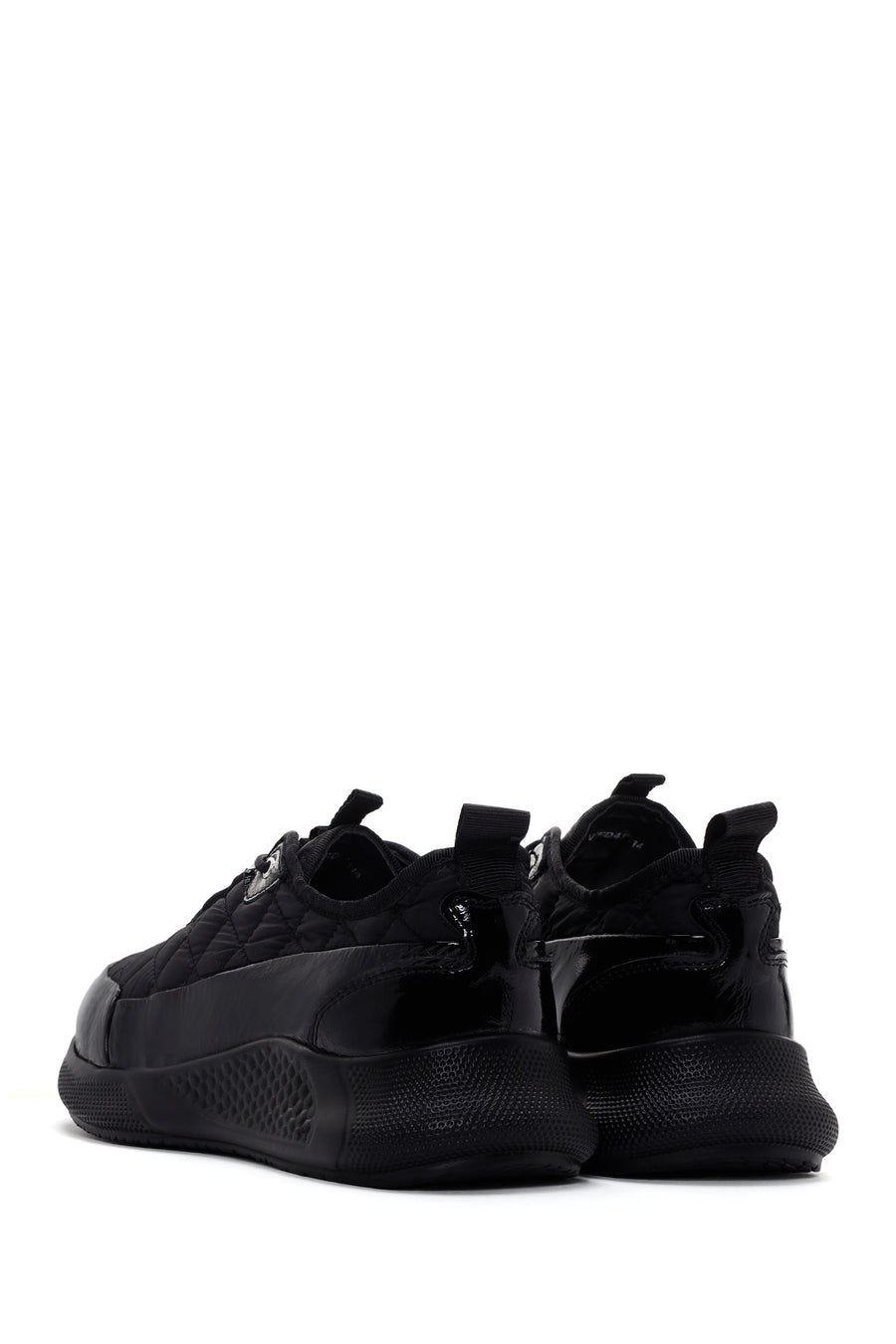 Women's Black Thick Soled Leather Sneaker