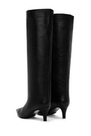 Women's Black Thin Heeled Leather Boots | Derimod