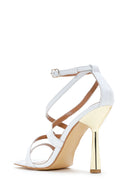 Women's White Leather High Heel Sandals | Derimod