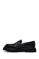 Male Black Thick-Soled Leather Loafer | Derimod