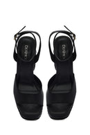 Women's Black Ankle Buckle Platform High Thick Heel Sandals | Derimod