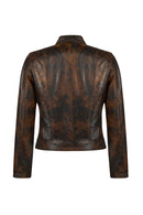 Kylie Woman Bronze Short Leather Jacket | Derimod
