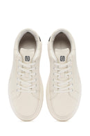 Men's White Lace-up Thick-Sole Leather Sneaker | Derimod