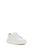 Erkek Beyaz Bağcıklı Kalın Tabanlı Deri Sneaker | Derimod