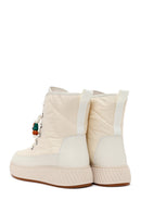 Woman Cream Zip Closure Thick-Soled Charm Fabric Combat Boots | Derimod