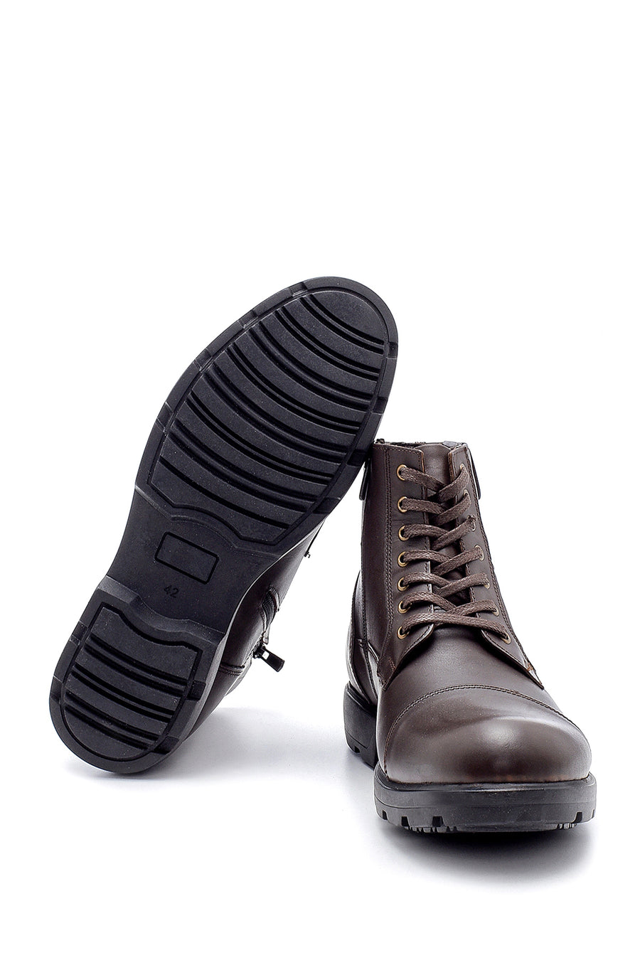 Men's Leather Zipper Detailed Boots