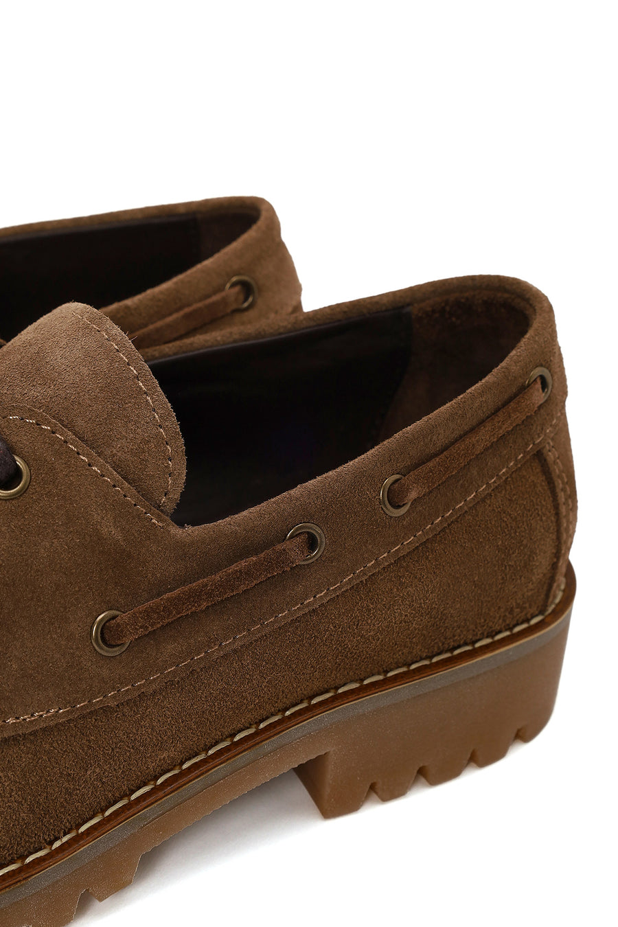 Woman Walnut Lace-Up Thick-Soled Suede Casual Shoes