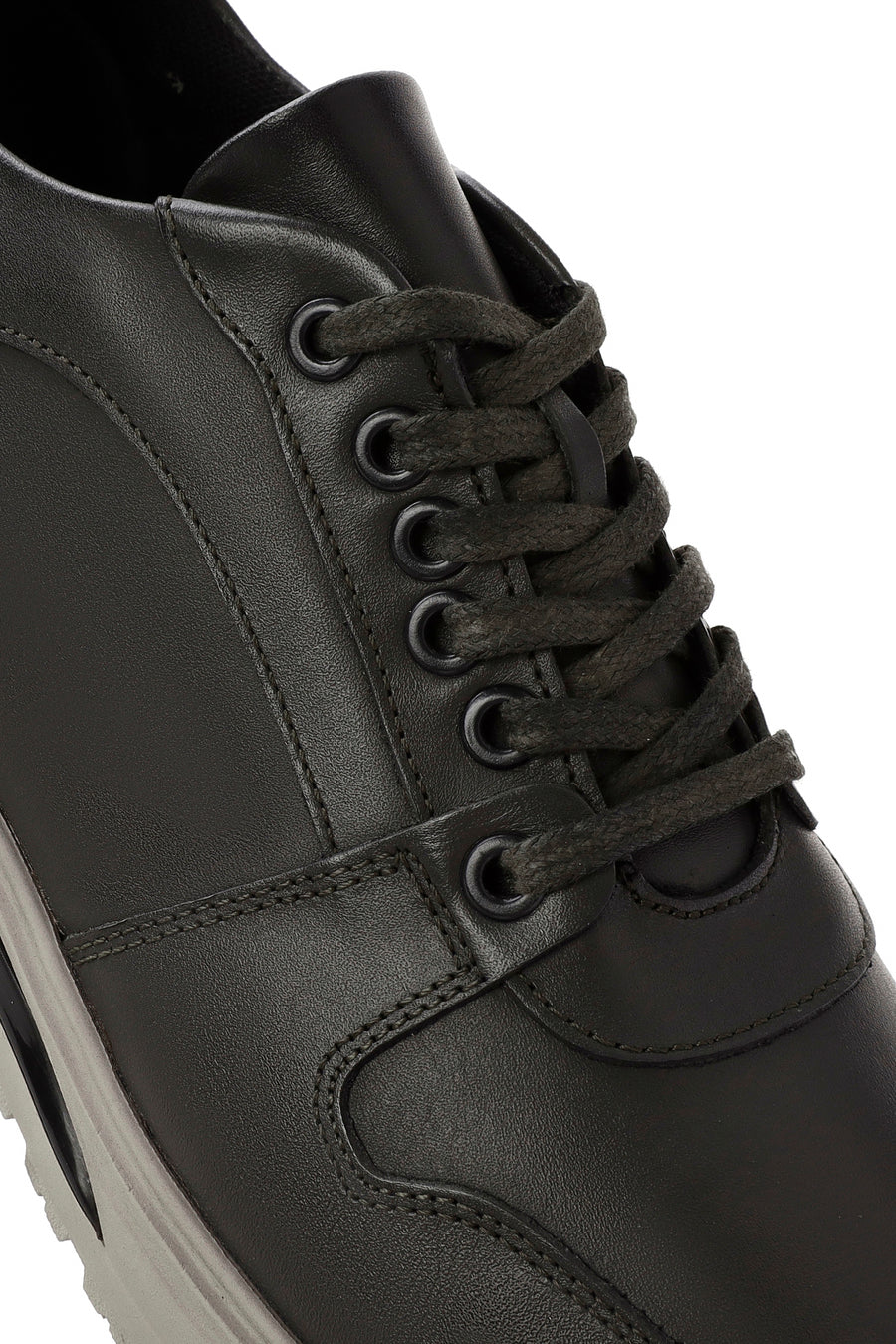 Erkek Yeşil Bağcıklı Deri Casual Sneaker