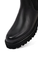 Male Black Thick-Soled Leather Chelsea Boots | Derimod