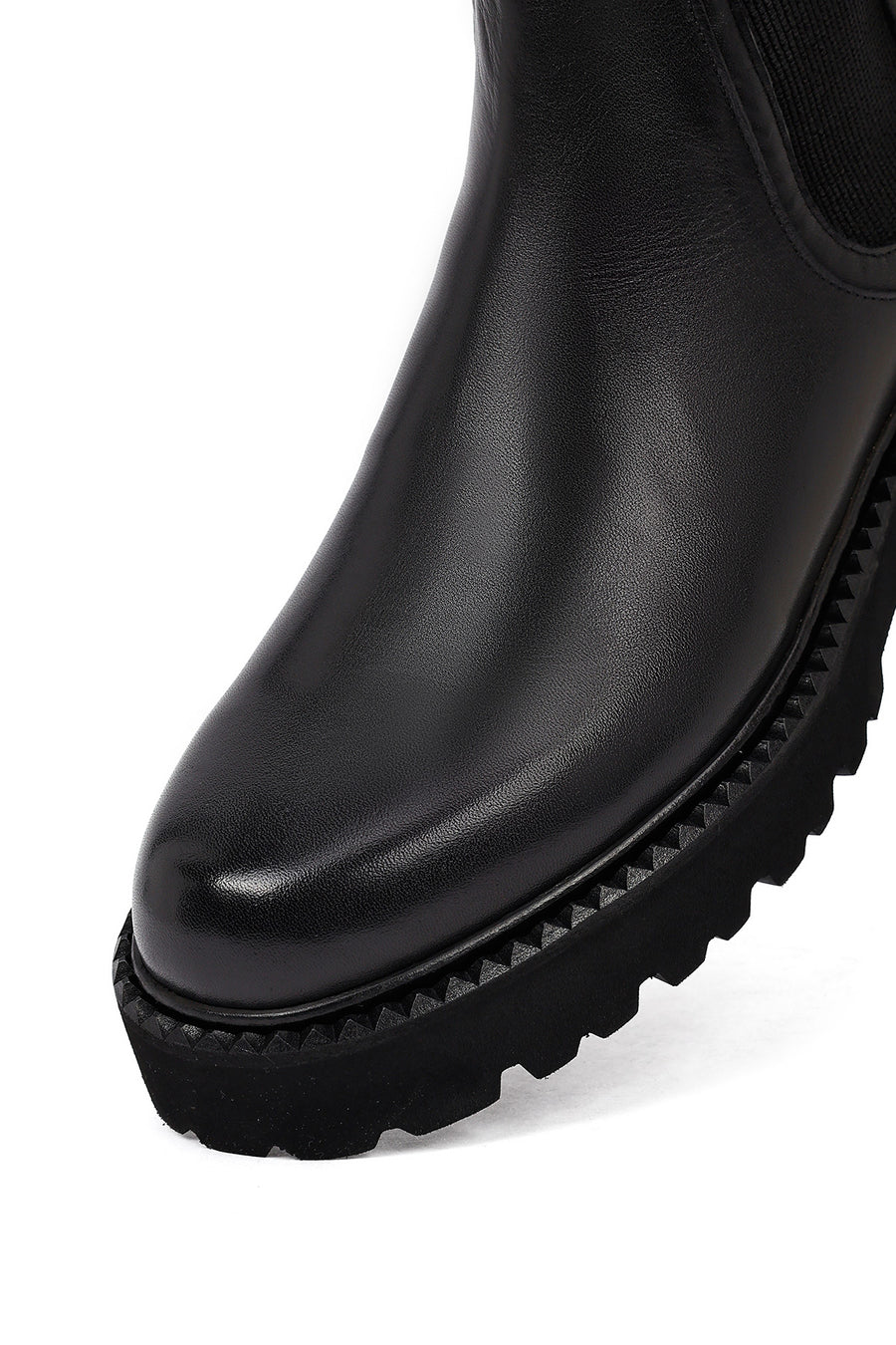 Male Black Thick-Soled Leather Chelsea Boots