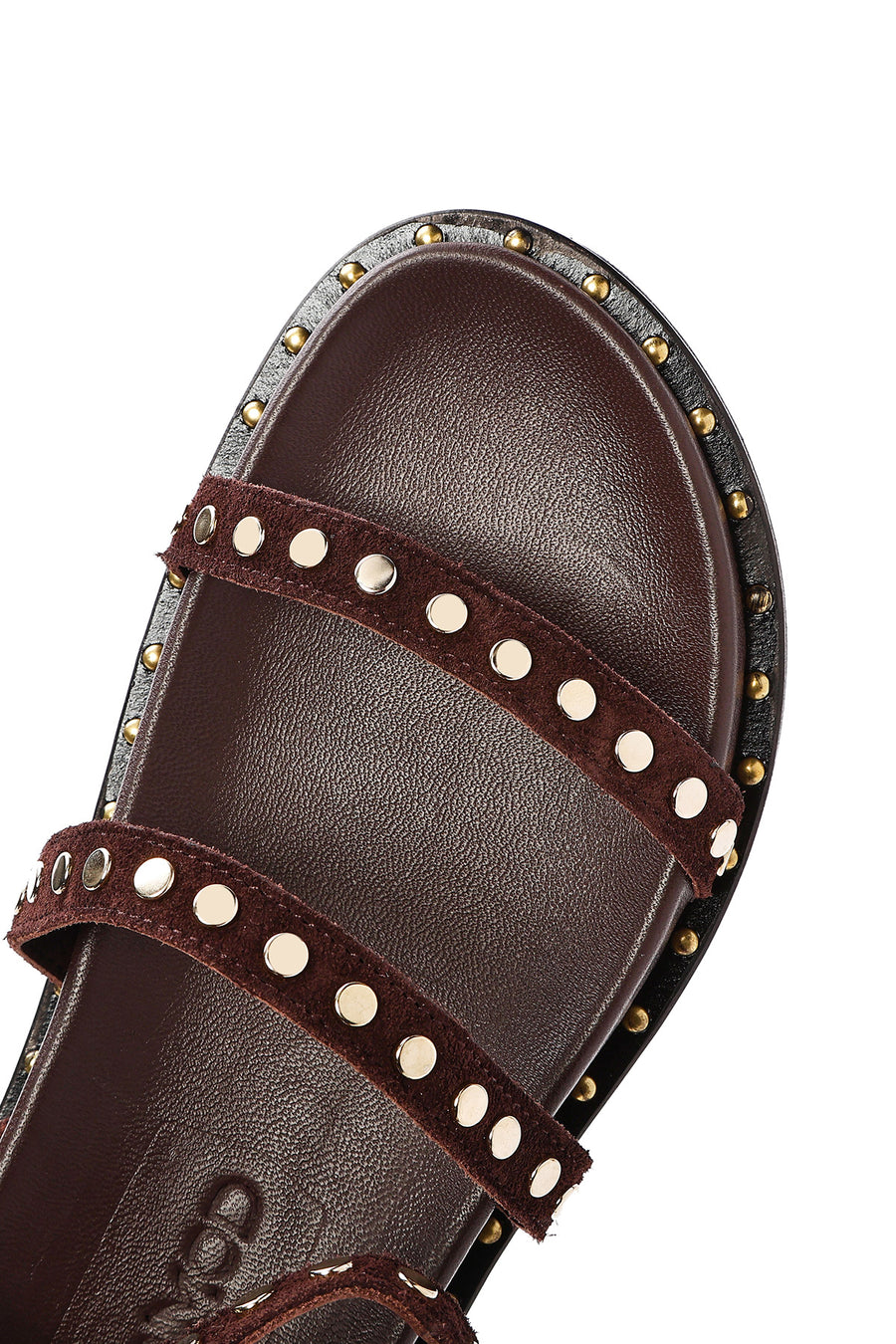 Women's Brown Ankle Strap Metal Detailed Suede Leather Sandals