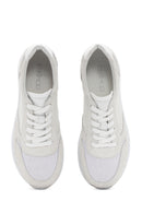 Women's White Thick Heeled Lace-up Leather Sneaker | Derimod